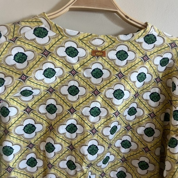 TODD OLDHAM Patchwork Print Top Pullover Long Sleeve Crew Neck Multicolor Size L - Picture 5 of 5